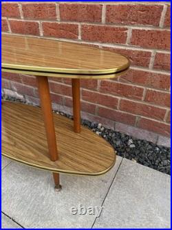 Mid Century Vintage Formica Side Table With Atom Legs 2 Shelves 60's / 70's