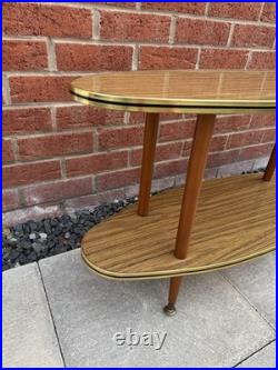 Mid Century Vintage Formica Side Table With Atom Legs 2 Shelves 60's / 70's