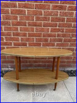 Mid Century Vintage Formica Side Table With Atom Legs 2 Shelves 60's / 70's