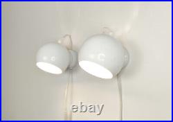 Mid century atomic eyeball lamps, white globe lights. Scandinavian design