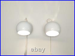 Mid century atomic eyeball lamps, white globe lights. Scandinavian design