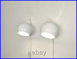 Mid century atomic eyeball lamps, white globe lights. Scandinavian design