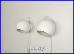 Mid century atomic eyeball lamps, white globe lights. Scandinavian design