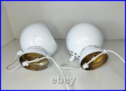 Mid century atomic eyeball lamps, white globe lights. Scandinavian design