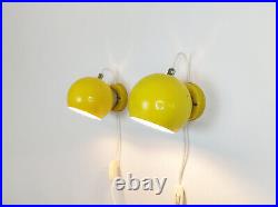 Mid century atomic eyeball lamps, yellow globe lights. Scandinavian design