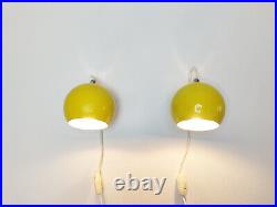 Mid century atomic eyeball lamps, yellow globe lights. Scandinavian design