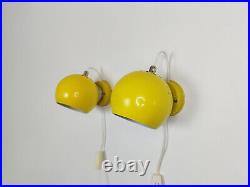 Mid century atomic eyeball lamps, yellow globe lights. Scandinavian design