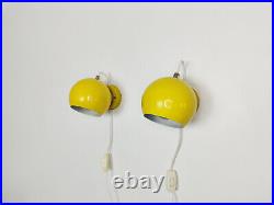 Mid century atomic eyeball lamps, yellow globe lights. Scandinavian design