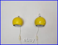 Mid century atomic eyeball lamps, yellow globe lights. Scandinavian design