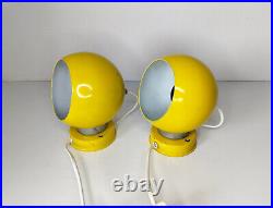 Mid century atomic eyeball lamps, yellow globe lights. Scandinavian design