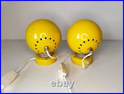 Mid century atomic eyeball lamps, yellow globe lights. Scandinavian design