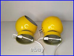 Mid century atomic eyeball lamps, yellow globe lights. Scandinavian design