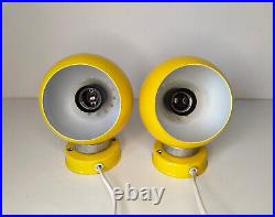 Mid century atomic eyeball lamps, yellow globe lights. Scandinavian design