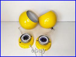 Mid century atomic eyeball lamps, yellow globe lights. Scandinavian design