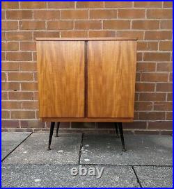 Mid century teak record vinyl cabinet atomic legs vintage retro