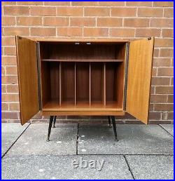 Mid century teak record vinyl cabinet atomic legs vintage retro