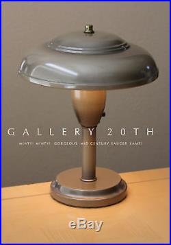 Minty! MID Century Library Saucer Lamp! 50's Vtg Atomic Light Ufo Modern Retro