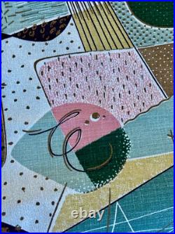 Outrageous 50s Mid Century Spectrum Atomic Miami Beach Barkcloth Vintage Fabric