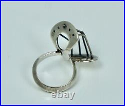 Outstanding Mid Century Modernist Sterling Biomorphic Ring Atomic Sculptural MCM