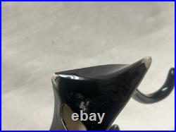 PAIR Mid Century Modern Atomic Space Age BLACK CERAMIC CAT FIGURINES GREEN EYES PAIR Mid Century Modern Atomic Space Age BLACK CERAMIC CAT FIGURINES GREEN EYES
