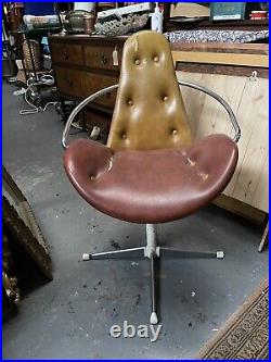 PROJECT, Vintage Mid-Century'Atomic' Swivel Chair, Multicoloured Vinyl