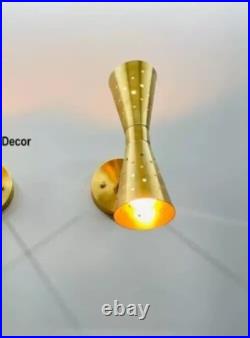 Pair Atomic 50's 60's Style mid-Century Modern Bow tie Dual Cone Wall Sconce lam Pair Atomic 50's 60's Style mid-Century Modern Bow tie Dual Cone Wall Sconce lam