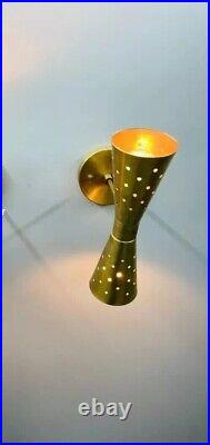 Pair Atomic 50's 60's Style mid-Century Modern Bow tie Dual Cone Wall Sconce lam Pair Atomic 50's 60's Style mid-Century Modern Bow tie Dual Cone Wall Sconce lam