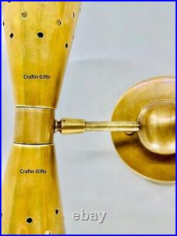 Pair Atomic 50's 60s Style mid-Century Modern Bow tie Dual Cone Wall Sconce lamp