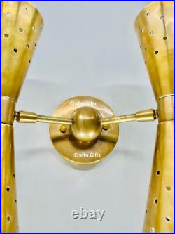 Pair Atomic 50's 60s Style mid-Century Modern Bow tie Dual Cone Wall Sconce lamp