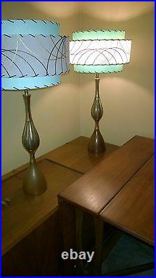 Pair Mid Century Vintage Style 3 Tier Fiberglass Lamp Shade Modern Atomic SF