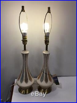 Pair Quartite Creative Corp Ceramic Lamp Atomic Genie Mid Century Modern 1960