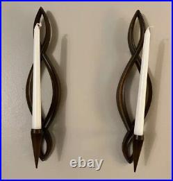 Pair of Atomic Syroco Mid Century Modern Wall Candle Sconces 16 Woven Vintage