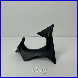 Pair of Mid Century Modern Cubist Atomic Black Ceramic Cat Figurines 1978 Manx Pair of Mid Century Modern Cubist Atomic Black Ceramic Cat Figurines 1978 Manx