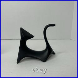 Pair of Mid Century Modern Cubist Atomic Black Ceramic Cat Figurines 1978 Manx Pair of Mid Century Modern Cubist Atomic Black Ceramic Cat Figurines 1978 Manx