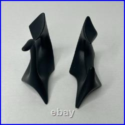 Pair of Mid Century Modern Cubist Atomic Black Ceramic Cat Figurines 1978 Manx Pair of Mid Century Modern Cubist Atomic Black Ceramic Cat Figurines 1978 Manx