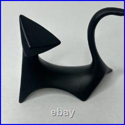 Pair of Mid Century Modern Cubist Atomic Black Ceramic Cat Figurines 1978 Manx Pair of Mid Century Modern Cubist Atomic Black Ceramic Cat Figurines 1978 Manx