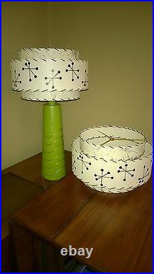 Pair of Mid Century Vintage Style 3 Tier Fiberglass Lamp Shades Starburst Atomic