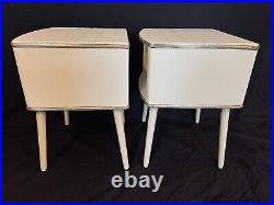 Pair of Vintage Atomic Mid Century 1950s 60s Vinyl Bedside Cabinets Lamp Tables