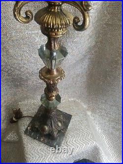 Pair of Vintage Mid Century brass glas and marble Table Lamps Atomic 1960s 25