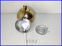 Pair of mid century atomic eyeball lamps, gold globe lights, Swedish Scandinavia