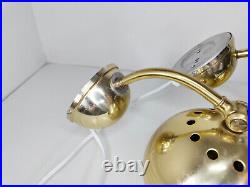 Pair of mid century atomic eyeball lamps, gold globe lights, Swedish Scandinavia