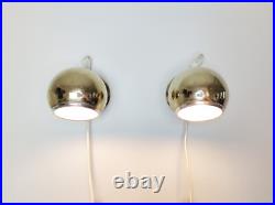 Pair of mid century atomic eyeball lamps, gold plated, ABO Randers of Denmark