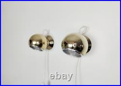 Pair of mid century atomic eyeball lamps, gold plated, ABO Randers of Denmark