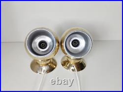 Pair of mid century atomic eyeball lamps, gold plated, ABO Randers of Denmark