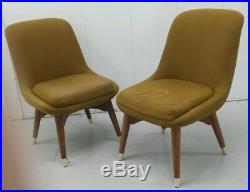 Pair of mid century small egg/tub chairs atomic vintage for refurb or use green