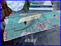 Pastels! Aqua Flamingo PINK Atomic Mid Century Barkcloth Vintage Fabric PILLOWS