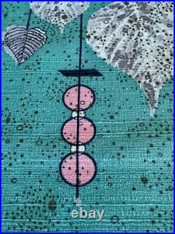 Pastels! Aqua Flamingo PINK Atomic Mid Century Barkcloth Vintage Fabric PILLOWS