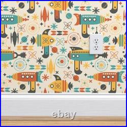 Peel-and-Stick Removable Wallpaper Atomic Retro Space Mid Century Modern Planet