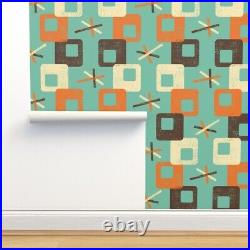 Peel-and-Stick Removable Wallpaper Atomic Stars 60S Retro Squares Mid Century