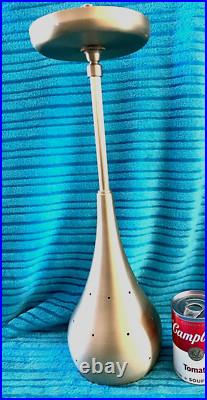 Quality Mid Century Atomic Reproduction Perforated Brushed Gold Pendant Light